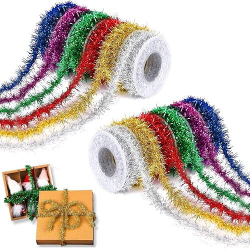 Lametta Girlande, 12 Stück Weihnachten Lametta,Glänzende Weihnachtsgirlande,Weihnachtsbaum Dekoration für Weihnachten, Hochzeiten, Urlaubsfeiern Dekoration