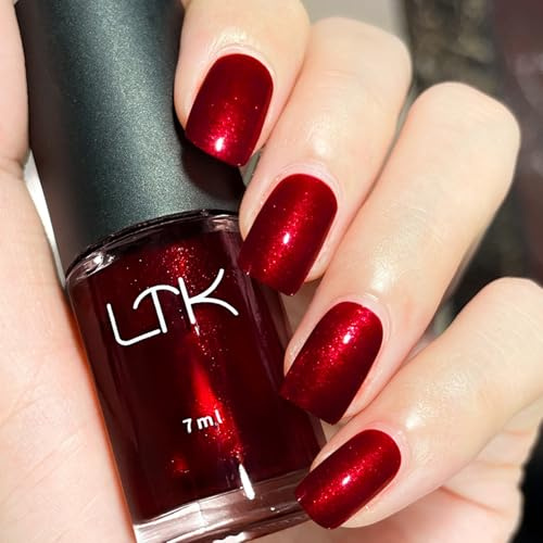 Perlmutt Rot Nagellack - Schnell trocknend & Langanhaltend Einfarbiger Farblack, Glitzer-Schimmer Nail polish für DIY Nageldesign - Quick Dry ungiftiger Nagellack für Nail Art Maniküre (Pearly Red)