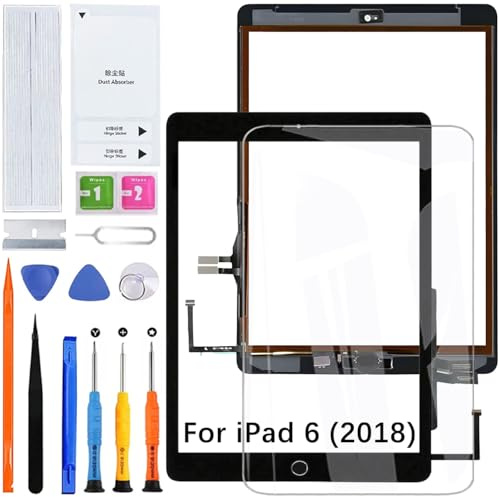 HLYGZX Touchscreen Bildschirm für iPad 6 2018 A1893 Schwarz mit Home Button | Kein LCD,mit Reparatur Kit,Bildschirm Ersetzen,für Model：A1954
