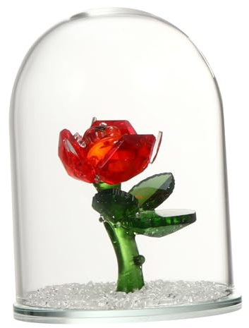 Kristallrose als Hängedekoration für Hochzeit und Geschenk | Rot, Einzigartige Blumenfigur aus Kristall, Bewahrt die Form Frischer Blüten, Stilvolle Dekoration