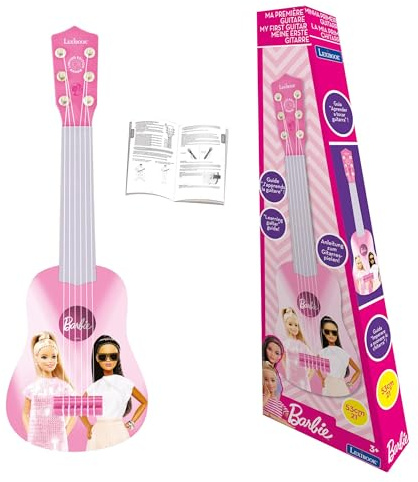 Lexibook, Barbie My First Guitar, K200BBLXB | 21-inch guitar, 6 nylon strings, Learning guide included, Pink