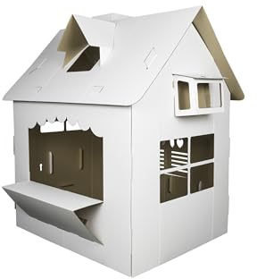 Tektorado - Spielhaus Indoor - Blumen Kaufladen Spielzeug für Kinder - XXL Kinderhaus aus 5-lagiger Pappe zum Basteln und Bemalen - Geschenkidee Mädchen, Jungs - 100x95x145cm