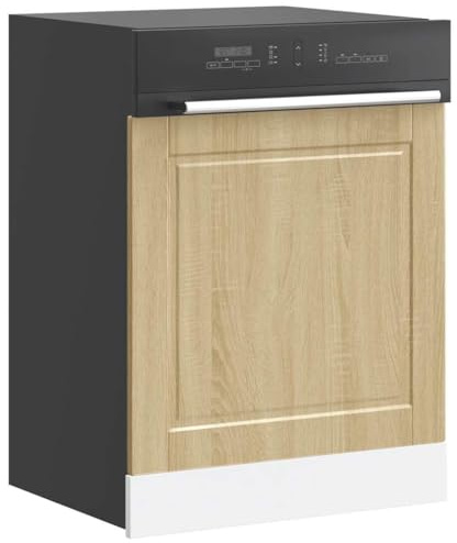 QJBSAVVA Dishwasher Panel 60 x 1.5 x 67 cm in Porto Sonoma Oak Engineered Wood, Moisture Resistant Kitchen Cupboard Door for 60 cm Integrated Machines, Easy Clean Front for Modern Kitchens