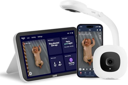 Nanit Sistema Smart Baby Monitor con supporto da pavimento, video cristallino, notifiche in tempo reale, insight del sonno, schermo da 8 pollici, integrazione app e display da 8 pollici