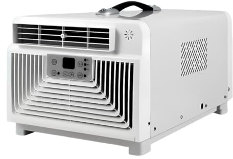 Climatiseur Mobile Réversible, 3400 BTU Chauffage et Climatisation Tente, Petit Climatiseur 300W Basse Consommation pour Camping-Car, Van Aménagé, Camion, Caravane, Minuteur 1-12H