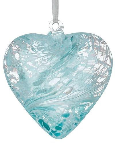 Sienna Glass 12cm Hanging Glass Heart – Handcrafted Iridescent Mouth-Blown Glass Ornament with Light Reflecting Finish – Unique Gift Boxed Decoration for Windows, Gardens, Weddings, Birthdays