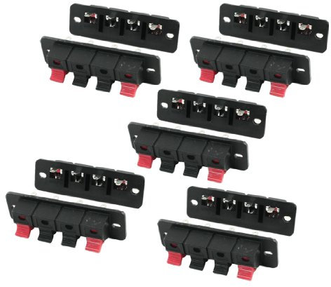 sourcing map 10Pcs PCB Mount 1 Row Vertical 4 Position 4 Pin Speaker Terminal Connector