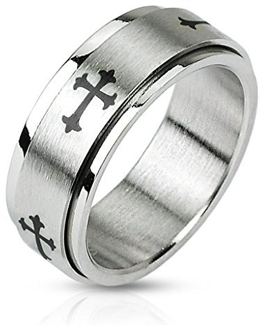 BlackAmazement Unisex Dreh Ring Edelstahl Celtic Cross Kelten Gothic Biker (19.1)