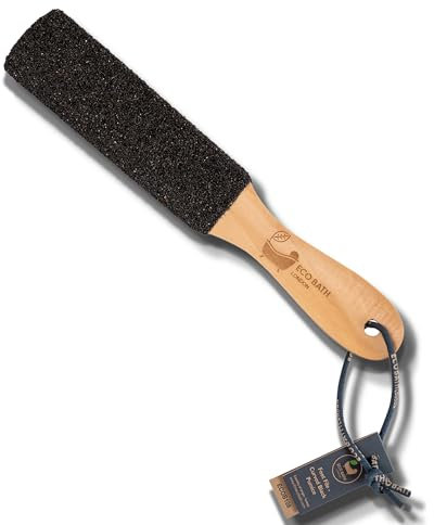 Eco Bath Natural Pumice Foot File Hard Skin Remover for Women and Men - Callus & Dead Skin Remover for Feet with Wood Handle