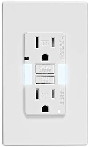 Leviton GFCI Outlet with Guidelight, 15 Amp, Self Test, Tamper-Resistant with LED Indicator Light, Replaces Plugged in Night Light, GFNL1-W, White