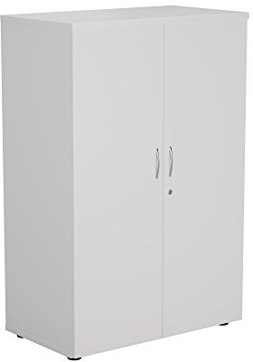 Office Hippo Heavy Duty Office Cupboard, Robust Office Furniture, Office Storage with Adjustable Feet, Versatile Lockable Cupboard, Office Storage With 4 Durable Adjustable Shelves - White