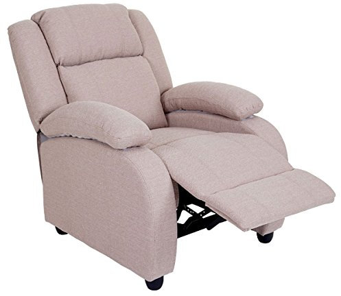 Mendler Fernsehsessel Lincoln, Relaxsessel Liege Sessel, Stoff/Textil - Creme-grau