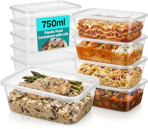 We Can Source It Ltd - 150 x 750ml Plastic Microwave & Freezer Safe Food Containers with Lid - BPA-Free, Reusable, Takeaway Meal Prep Containers - Catering Grade Food Storage Boxes for Home & Business