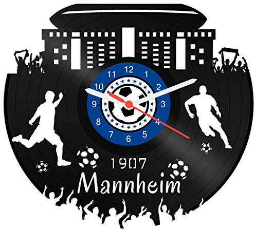 GRAVURZEILE Schallplattenuhr Mannheim - 100% Vereinsliebe - Upcycling Design Wanduhr aus Vinyl Made in Germany