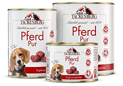 TACKENBERG Pferd Pur Nassfutter Dose für Hunde - Hundefutter in Premiumqualität - natürlich getreidefrei - 12 x 200 g