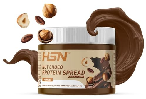 HSN Crema Proteica de Cacao y Avellanas 300g - Textura Extra Cremosa | 22g de proteína por cada 100g. Nut Choco Fácil de Untar. Sin Aceite de Palma Sin Azúcares Añadidos. Sin Gluten. Vegetariano.