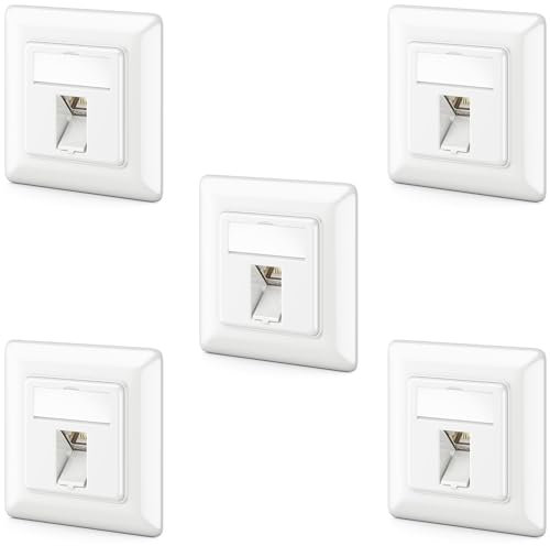 deleyCON CAT6a Keystone Netzwerkdosen Set - 5x Unterputz Netzwerkdose, STP Geschirmt, Metall Gehäuse, RJ45 Jack, Datendose für Netzwerkkabel