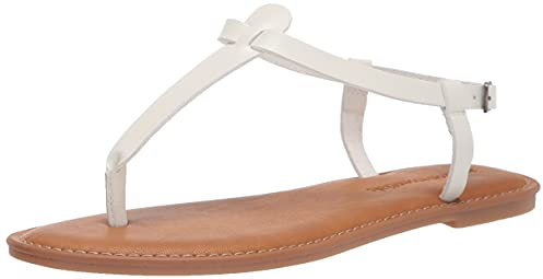 Amazon Essentials Women's Casual Thong Sandal with Ankle Strap, White, 9.5 UK