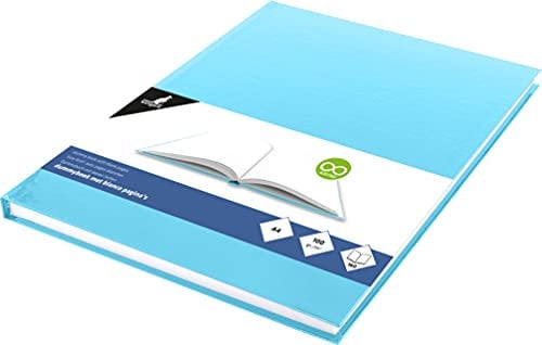 Kangaro KTC K-5356 - Blocco da disegno, formato A4, con copertina rigida blu pastello, 80 fogli, 100 g, colore: Bianco acido
