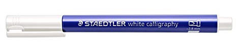 STAEDTLER metallic calligraphy Marker mit Kalligrafie-Spitze, Lininenbreite 2,8 mm, deckend auf hellem und dunklem Papier, leicht abwischbar von glatten Oberflächen, 10 Stifte, weiß, 8325-0