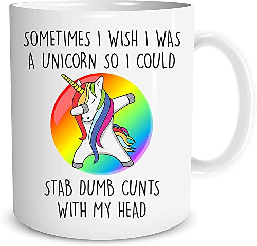 Unicorn Mug I Wish I was A Unicorn So I Could Stab C*NTS with My Head Cheer Me Up Gift Funny Mug Coffee Mug Cup Colleague Gift