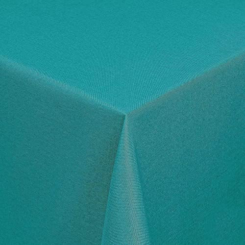 Tischdecke | Petrol/Türkis - Eckig - 130x260cm | Gartentischdecke | Outdoor-Decke | Lotus-Effekt | Leinen-Optik | Schmutzabweisend