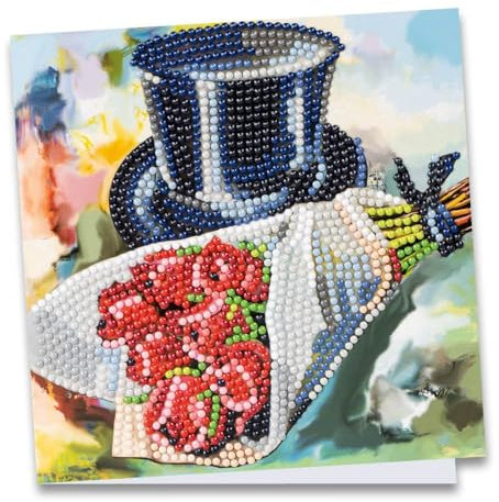 Ideen mit Herz Diamond-Painting-Grußkarte | 16 x 16 cm | 370 g/m² | inkl. Umschlag & Werkzeug (Zylinder mit Rosenstrauß)