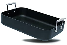 TVS ISPIRATA Teglia da Forno Alta Rettangolare Antiaderente in Alluminio Resistente ai Graffi 35x24cm, Made in Italy, Lasagnera, con 2 Maniglie in Acciaio