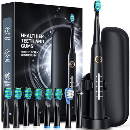 Rotating Electric Toothbrush for Adults with 8 Brush Heads (2 Types), 4 Modes Deep Clean Electric Toothbrush with Rechargeable Power and 2 Min Smart Timer, Rechargeable Last 25 Days (10-z'z'z)