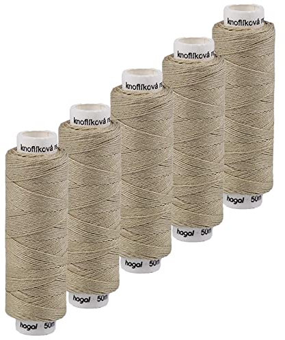 5x50m Leinen Garn Leinenzwirn Flachs Nähfaden robust strapazierfähig Farbwahl, Farbe:sand