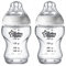 2 x Tommee Tippee 250ml Closer to Nature, BPA-Free, Anti-Colic Glass Baby Bottle with Breast Like Silicone Teat for Child, Newborn & Toddler for Drinking Juice, Milk & Water - 0+ Months