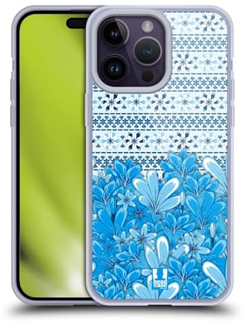 Head Case Designs Cian Azul Floral Caso de Gel Suave Compatible con Apple iPhone 14 Pro MAX