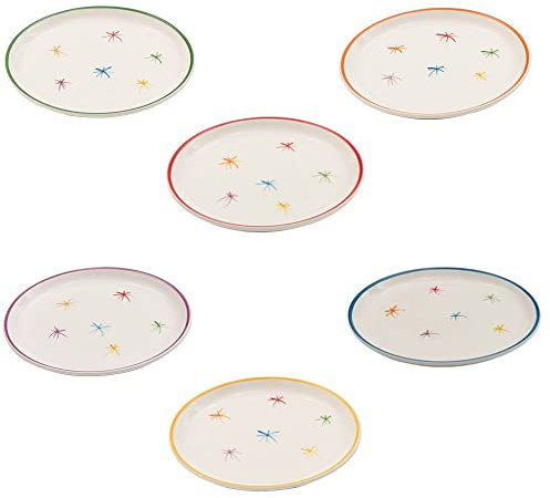 Zafferano Asterisco Piatto Dessert in Stoneware, Set 6 Pezzi