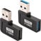 Leehitech 2 Pack Right Angle USB A Adapter, (Left+Right) 10Gbps USB 3.2 Gen2 A Male to A Female Adapter, Support 5V/3A Safe Charging High Speed Data Transfer for Phones, Laptop, Power Bank, Hard Drive
