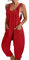 BRONG Salopette da Donna Tuta con Tasca Casual Sciolti Estate Pagliaccetto Senza Maniche con Le Spalline Salopette Regolabile Pantaloni con Pettorina Rosso L