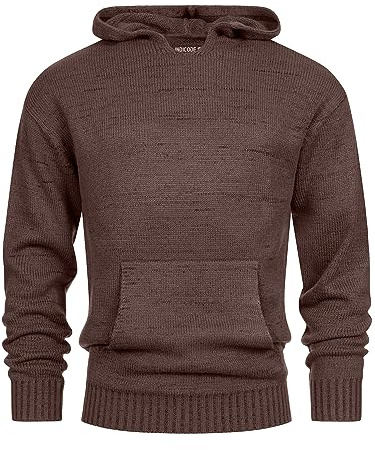 Indicode Herren INLedger Strickpullover mit Kapuze | Herrenpullover Pulli Hoodie Cardigan Männer Bracken, S
