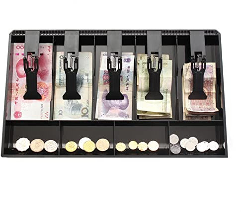 Kassenschublade, 404 x 245 x 360 mm, Geld, Bargeld, Münzregister, Einlage, Ersatz, Kassiererschublade, Aufbewahrung von Bargeld (schwarz)