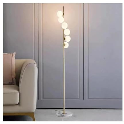 PEYNIR lampe sur pied 6 boules de verre debout lampadaire doré pour salon lampadaire lumineux LED lampe verticale lampe de luxe pour chambre lumière debout