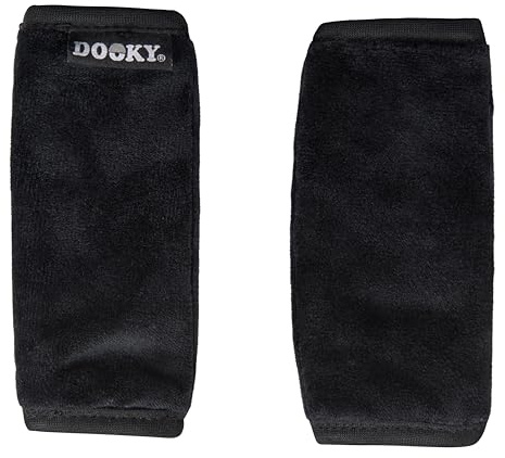 Dooky Car Seat Belt Pads, Harness Strap Pads for Baby's Protection, Universal Size Suitable for 3- and 5-Point Belt System, 2-Piece Set (Shoulder Pads), Soft Velvet, Plain Black