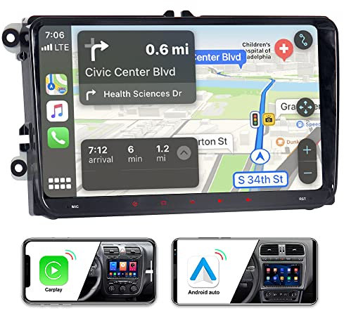 JUNHUA Android 14 2G+64G Autoradio mit navi Ersatz für VW Golf 5 6 V VI t5 touran Passat RNS RCD SEAT: DSP Bluetooth 5.1 WiFi 2 din 9 IPS USB Wireless Carplay Android Auto