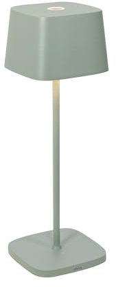 Zafferano, Lampada Ofelia, Lampada da Tavolo Ricaricabile e Senza Fili con Controllo Touch, Utilizzabile anche come Lampada da Esterni, Dimmer, 2200-3000 K, Altezza 29 cm, Colore Salvia