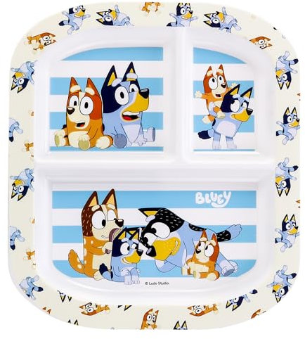 Bluey 3 Section Reusable Childrens Kids Toddlers Divided Breakfast Lunch Dinner Plate