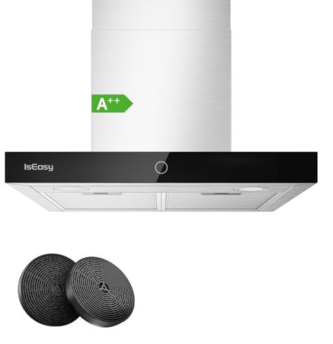 IsEasy Hottes Aspirantes 60cm Encastrable, 590 m³/h, Hotte de Cuisine 4 Vitesses, Evacuation & Recyclage, LED Eclairage, Fonction D'arrêt Différé 1 à 9 Mins, 67 dB, Inox