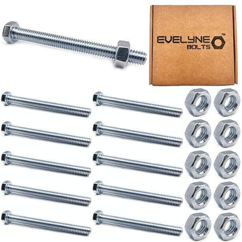 M6 Nuts & Bolt 10 Pack (M6 x 60mm Bolts & M6 Nuts) Hex Bolt/Setscrew Fully Threaded