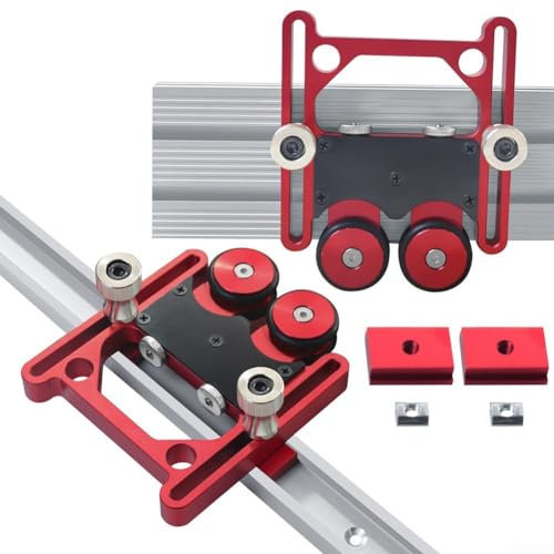 Precision Stock Guides for Table Saw, Aluminum Alloy Adjustable Feeding Guide Double Wheel Bearing Stock Roller for Table Saws