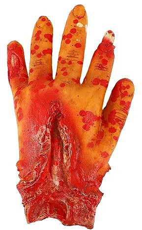 HEMOTON Bloody Hand Lunch Box Severed Fake Hand Halloween Horror Party Decorations Party Trick Prop Fake Human Body Parts Fake Human Dead Body Parts Toy Full Blood Vinyl Dinner Plate