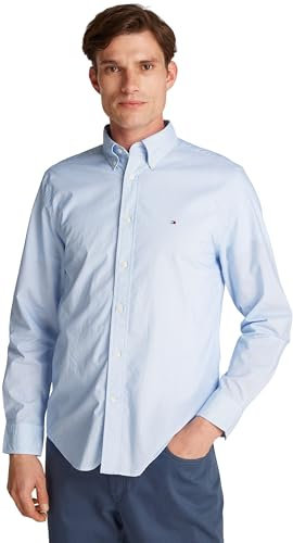 Tommy Hilfiger Chemise Homme Flex Poplin Fake Solid Regular Fit, Bleu (Optic White Prt), XXL
