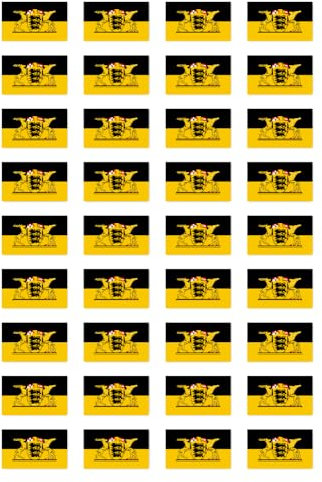 Aufkleber: 25x15 mm, 36 Stück - Flagge - Deutschland - Baden-Württemberg - mit Hoheitsabzeichen - DE-BW - für Auto, Koffer, Laptop und mehr