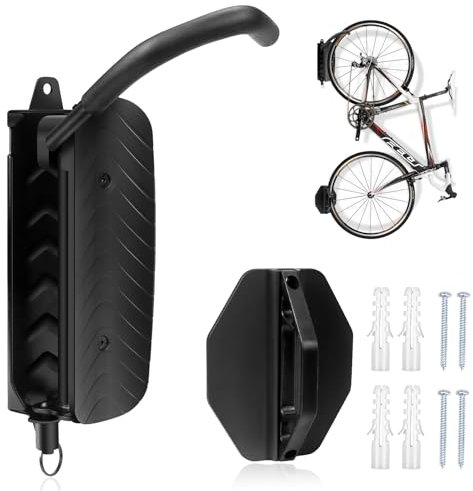 Schwenkbare Fahrrad Wandhalterung Fahrradhalterung Wand Vertikaler Fahrradständer Wandhalterung für Fahrräder Fahrrad Haken Wand für die Garage - MTB & Rennrad Schwarz