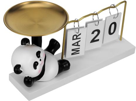 Cabilock Assiette à Collation Calendrier Plateau à Clés Plateau à Bijoux de Bureau Support de Statue de Panda